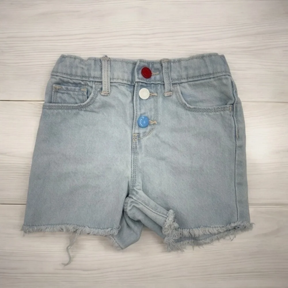 Old Navy Denim Frayed Casual Shorts Button Up Toddler Girls 4T